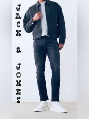 Mens slim fit washed black jeans